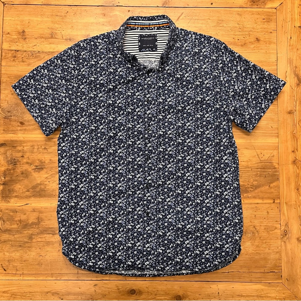 Denim & Flower Dark Blue Floral Button Down Shirt